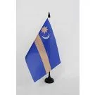 Drapeau de table Sicules de Roumanie 21x14 cm Hampe et socle en plastique noir