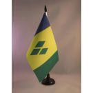 Drapeau de table Saint Vincent 21x14 cm Hampe et socle en plastique noir