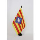 Drapeau de table Catalogne Estelada historique 21x14 cm Hampe et socle en plastique noir