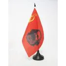 Drapeau de table URSS avec Marx 21x14 cm Hampe et socle en plastique noir