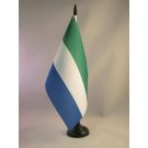 Drapeau de table Sierra Leone 21x14 cm Hampe et socle en plastique noir
