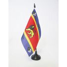 Drapeau de table Etendard royal du Swaziland 21x14 cm Hampe et socle en plastique noir