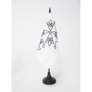 Drapeau de table Croix Huguenote 15x15 cm Hampe et socle en plastique noir
