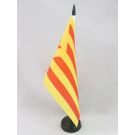 Drapeau de table Catalogne Estelada Vermella 21x14 cm Hampe et socle en plastique noir