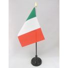 Drapeau de table Italie 15x10 cm Hampe et socle en plastique noir pointe or