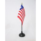 Drapeau de table Libéria 15x10 cm Hampe et socle en plastique noir pointe or