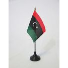Drapeau de table Libye 15x10 cm Hampe et socle en plastique noir pointe or