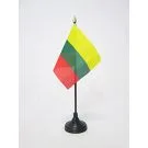 Drapeau de table Lituanie 15x10 cm Hampe et socle en plastique noir pointe or