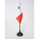 Drapeau de table Malte 15x10 cm Hampe et socle en plastique noir pointe or
