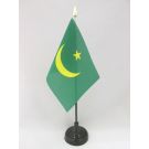 Drapeau de table Mauritanie ancien 15x10 cm Hampe et socle en plastique noir pointe or