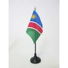 Drapeau de table Namibie 15x10 cm Hampe et socle en plastique noir pointe or