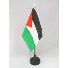Drapeau de table Palestine 15x10 cm Hampe et socle en plastique noir pointe or