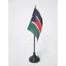Drapeau de table Soudan du Sud 15x10 cm Hampe et socle en plastique noir pointe or