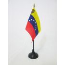 Drapeau de table Vénézuela 15x10 cm Hampe et socle en plastique noir pointe or
