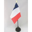 Drapeau de table Acadie 15x10 cm Hampe et socle en plastique noir pointe or