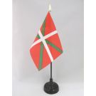 Drapeau de table Pays Basque 15x10 cm Hampe et socle en plastique noir pointe or