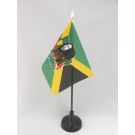 Drapeau de table Bob Marley 15x10 cm Hampe et socle en plastique noir pointe or