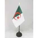 Drapeau de table Algérie 15x10 cm Hampe et socle en plastique noir pointe or