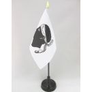Drapeau de table Corse 15x10 cm Hampe et socle en plastique noir pointe or