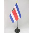 Drapeau de table Costa Rica 15x10 cm Hampe et socle en plastique noir pointe or