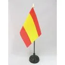 Drapeau de table Espagne sans armoiries 15x10 cm Hampe et socle en plastique noir pointe or