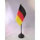 Drapeau de table Allemagne 15x10 cm Hampe et socle en plastique noir pointe or