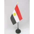 Drapeau de table Egypte 15x10 cm Hampe et socle en plastique noir pointe or