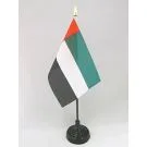 Drapeau de table Emirats Arabes Unis 15x10 cm Hampe et socle en plastique noir pointe or