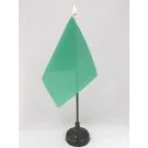 Drapeau de table Unicolore Vert 15x10 cm Hampe et socle en plastique noir pointe or