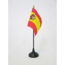 Drapeau de table Espagne 15x10 cm Hampe et socle en plastique noir pointe or