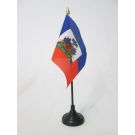 Drapeau de table Haïti 15x10 cm Hampe et socle en plastique noir pointe or
