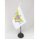 Drapeau de table IIes Vierges des Etats-Unis 15x10 cm Hampe et socle en plastique noir pointe or