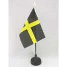 Drapeau de table Saint David 15x10 cm Hampe et socle en plastique noir pointe or