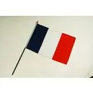 Drapeau France 45x30 cm | Drapeau français Polyester léger Hampe en plastique noir