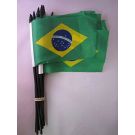 Drapeau Brésil 15x10 cm avec hampe - Lot de 10