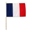 Drapeau France 45x30 cm | Drapeau français Polyester léger Hampe en bois