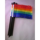 Drapeau Arc-en-Ciel 15x10 cm avec hampe - Lot de 10