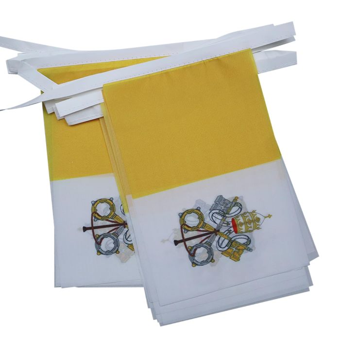GUIRLANDE 6 mètres 20 DRAPEAUX VATICAN 21x15 cm - DRAPEAU VATICAN 15 x 21 cm