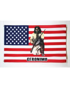 DRAPEAU USA AVEC GERONIMO 150x90cm - DRAPEAU AMÉRICAIN - ETATS-UNIS 90 x 150 cm - DRAPEAUX