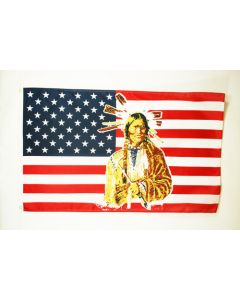 DRAPEAU USA AVEC INDIEN 150x90cm - DRAPEAU AMÉRICAIN - ETATS-UNIS 90 x 150 cm - DRAPEAUX