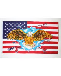 DRAPEAU USA AVEC AIGLE JAUNE 150x90cm - DRAPEAU AMÉRICAIN - ETATS-UNIS 90 x 150 cm - DRAPEAUX