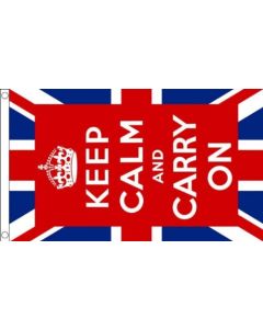 DRAPEAU KEEP CALM AND CARRY ON 150x90cm - DRAPEAU ANGLAIS - ROYAUME-UNI - UK 90 x 150 cm - DRAPEAUX