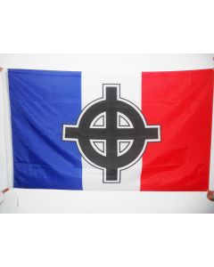 DRAPEAU FRANCE CROIX CELTIQUE 150x90cm - DRAPEAU NATIONALISTE FRANÍ?AIS 90 x 150 cm Fourreau pour hampe
