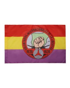 DRAPEAU ESPAGNE VOLONTAIRES INTERNATIONAUX LIBERTÍ? 150x90cm - DRAPEAU ESPAGNOL RÍ?PUBLICAIN 90 x 150 cm Fourreau pour hampe