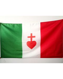 DRAPEAU ITALIE SACRÍ? CÅ?UR DE JÍ?SUS 150x90cm - DRAPEAU ITALIEN CATHOLIQUE 90 x 150 cm Fourreau pour hampe