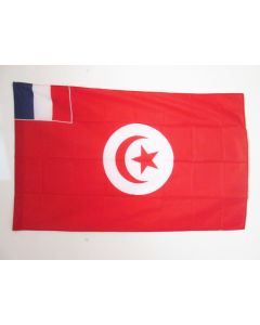 DRAPEAU PROTECTORAT FRANÍ?AIS DE TUNISIE 1881-1956 150x90cm - DRAPEAU DE LA TUNISIE FRANÍ?AISE 90 x 150 cm Fourreau pour hampe