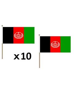 DRAPEAU AFGHANISTAN 45x30cm HAMPE en bois - LOT DE 10 DRAPEAUX AFGHAN 30 x 45 cm