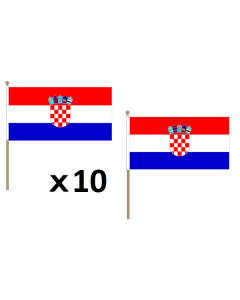 DRAPEAU CROATIE 45x30cm HAMPE en bois - LOT DE 10 DRAPEAUX CROATE 30 x 45 cm