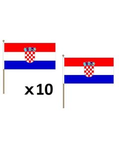 DRAPEAU CROATIE 45x30cm HAMPE en bois - LOT DE 10 DRAPEAUX CROATE 30 x 45 cm