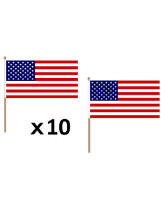 DRAPEAU ETATS-UNIS 45x30cm HAMPE en bois - LOT DE 10 DRAPEAUX AMÍ?RICAIN - USA 30 x 45 cm